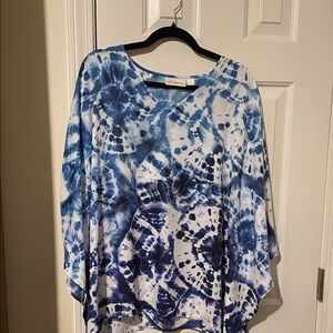 Belle by Kim Gravel Ocean Blue Patterned Blouse
